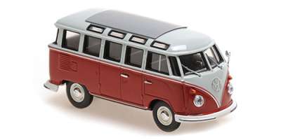 voitures-civiles-1/43-Maxichamps-Vw samba bus gris/rouge 1961 